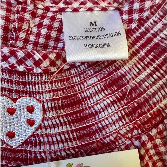Girls Valentine's Red & White Gingham Smocked Heart Embroidery Dress Brand New - Picture 6 of 16